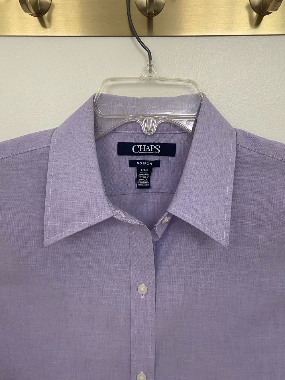 Chaps Women’s Lavender No Iron Button Down Shirt Size Large Classic Fit - Picture 2 of 7